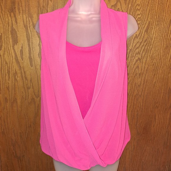 Mark Tops - Mark Barbie Pink Draped Sleeveless Top size Medium